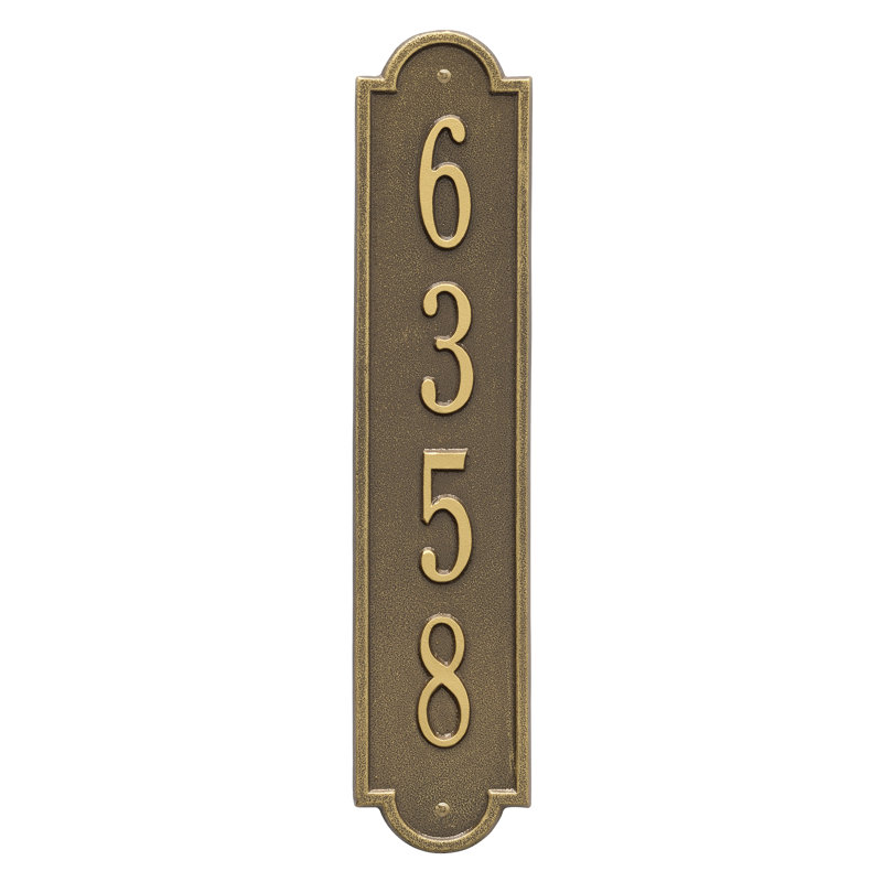 Plaque d'adresse murale 1 ligne Richmond, Laiton antique