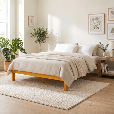 Structure de lit plateforme en bois massif très grand avec rangement sous le lit, aucun sommier nécessaire