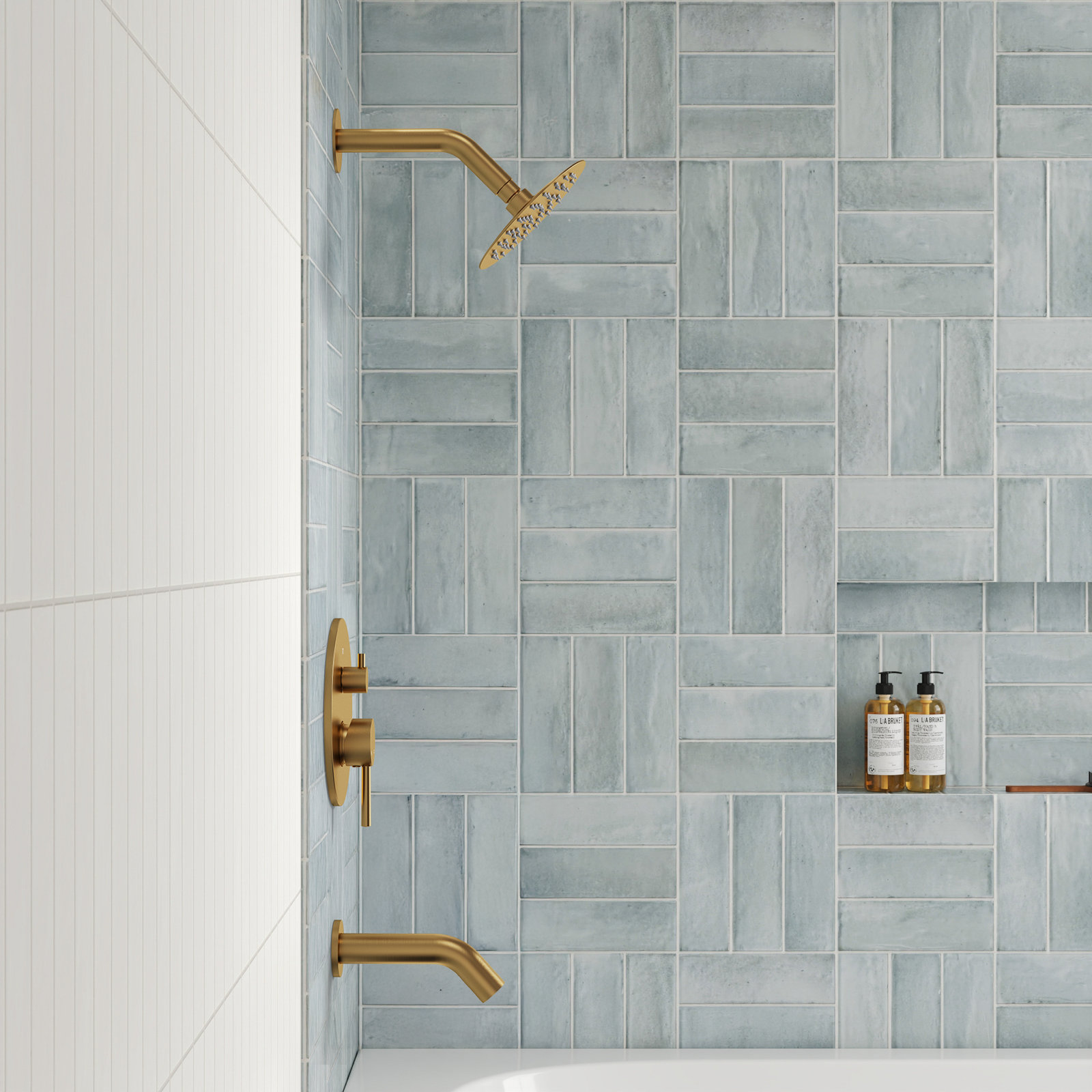 Dual-Function Tub and Shower Faucet Set, Brushed Gold