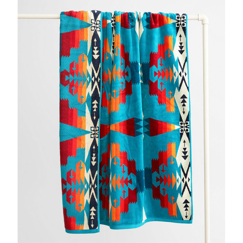 Pendleton Los Ojos Spa Towel, Blue/Cream Geometric