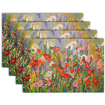 4-Piece Polyester Rectangle Dining Table Placemat