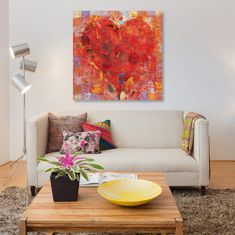 « patchwork cœur », reproduction sur toile, H 26 po x l 26 po x P 1,5 po