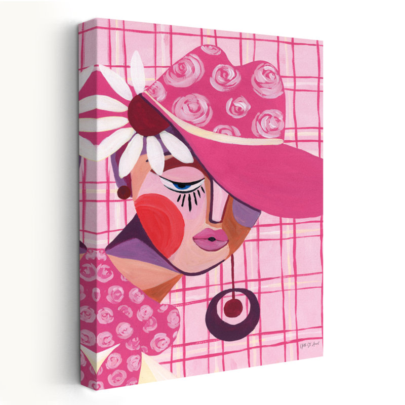 Art de la vache rose, art abstrait contemporain, H 48 po x l 32 po