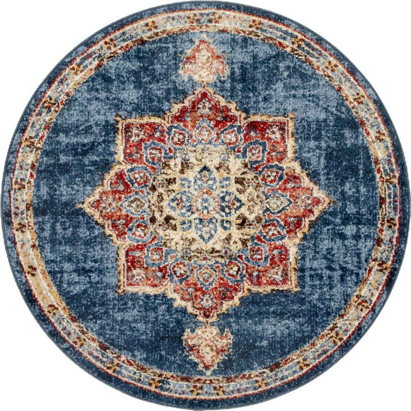 Tapis traditionnel Ulla couleur arctique, Rond 4 pi