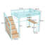 Lit mezzanine avec bureau et rangement - structure en métal lourd, 4 armoires, escalier et support pour enfants / adolescents avec port USB et prise de courant