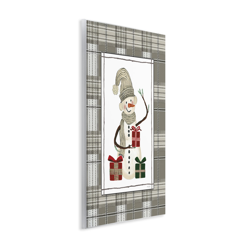 Cozy Winter Snowman, plaque murale écossaise verte, design par Cindy Jacobs, H 19 po x l 13 po