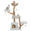 Tour à chat moderne pour grands chats avec 2 perchoirs à fleurs - Poteau à griffer en bois massif naturel avec une vraie branche - Mobilier de chat Boho de luxe avec lit en osier