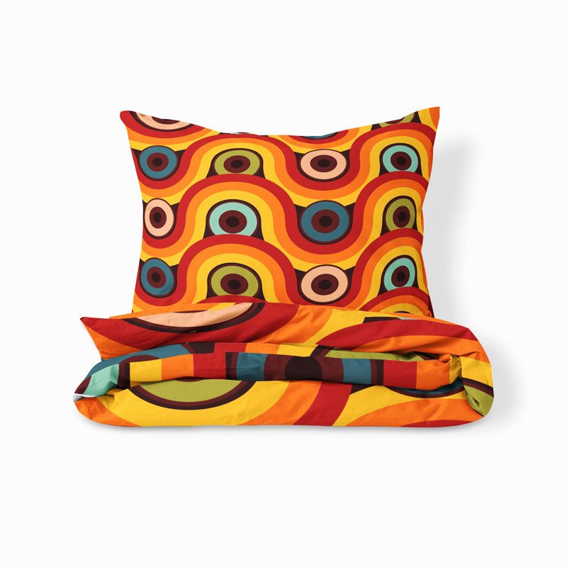 Geometric Shapes Duvet Cover, King Duvet Cover  + 2 King Shams