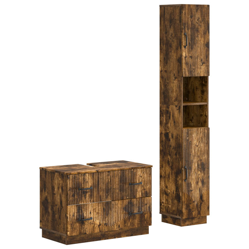 Bathroom Storage Furniture Set, Smoked Oak