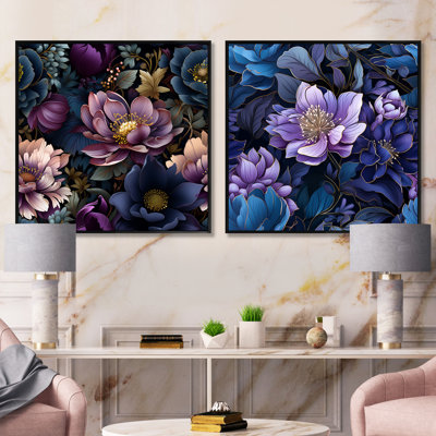 Prisco - Ensemble de 2 collages carrés floraux