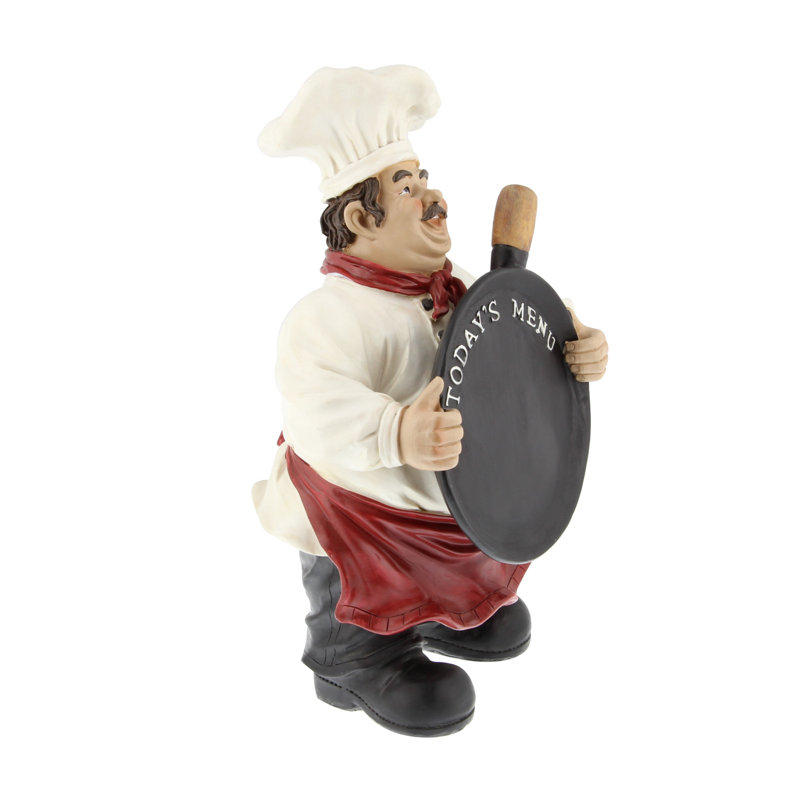 Wooden Chef Decorative Multi Colored Sculpture with Chalkboard
