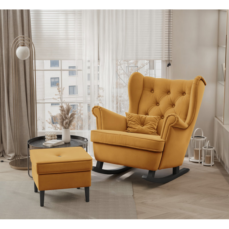 Rocking Chair, Yellow, Sonoma Oak