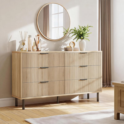 Commode en bois ondulée 6 tiroirs Wave