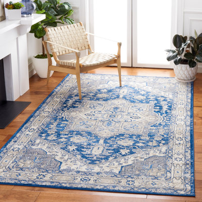 Oriental Navy/Grey Area Rug