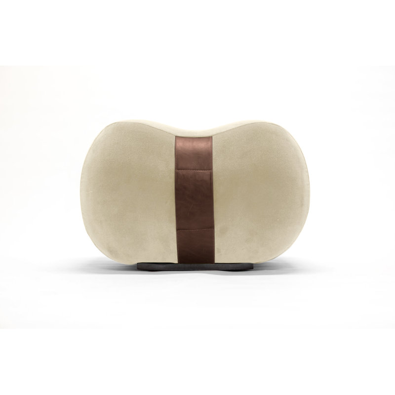 Milo Velvet Ottoman, Shell/Creme Brulee Velvet