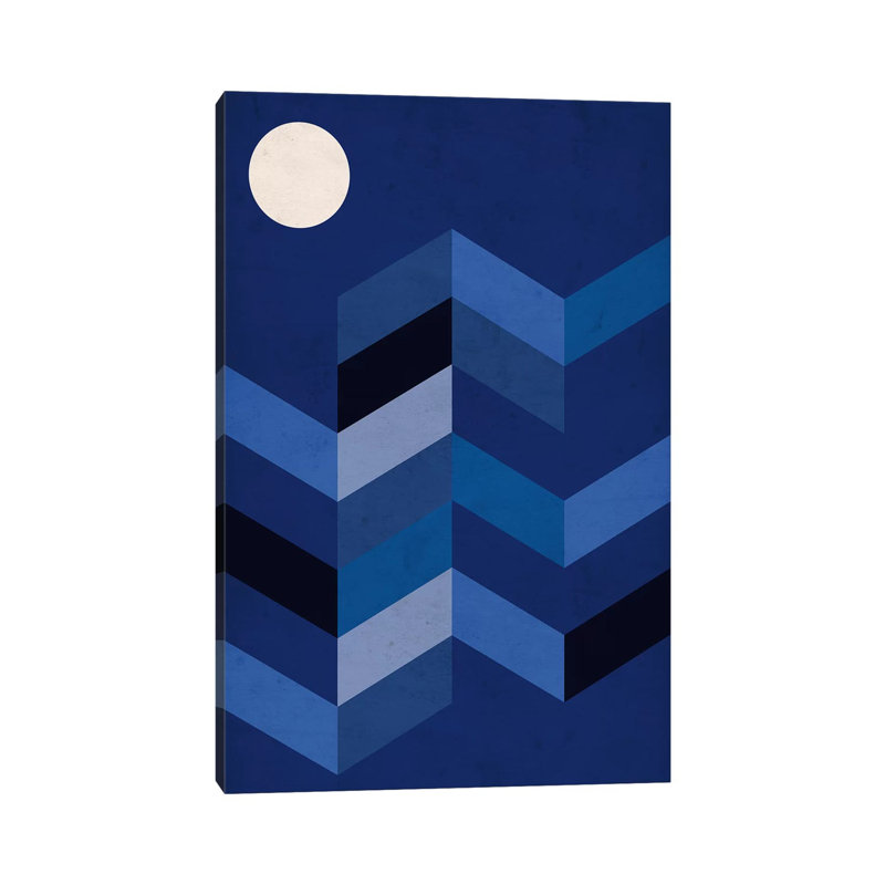 Geometric Landscape With Full Moon by Nouveau Prints - Wrapped Canvas Gallery-Wrapped Canvas Giclée, 20.32 cm H x 30.48 cm W