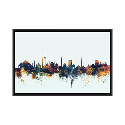 Skyline Series: New Delhi, Inde, impression sur toile tendue en bleu
