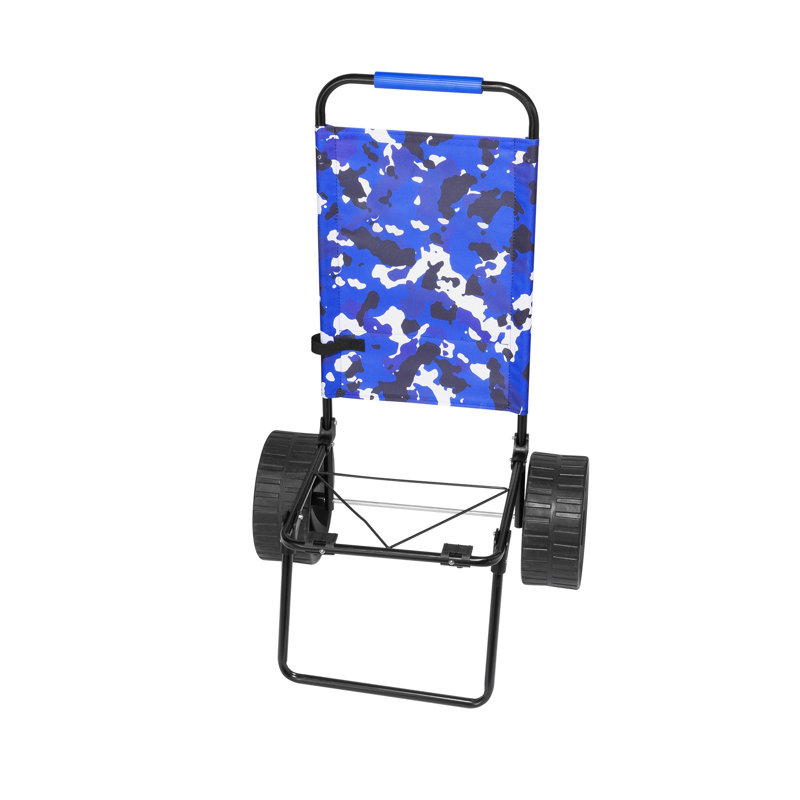Chariot de plage robuste avec de grandes roues - Chariot de sable pliable et chariot utilitaire pour le camping, la pêche et le pique-nique
