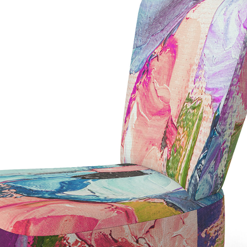 Accent Chair, Beige Floral Pattern Upholstered Decor - Beige Floral Pattern II, Pink/Blue/Green