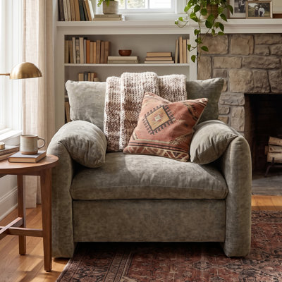  Fauteuil d'appoint en chenille de style moderne l 38,6 po, canapé simple