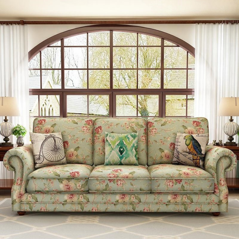 Retro Creative Fabric Sofa, Green