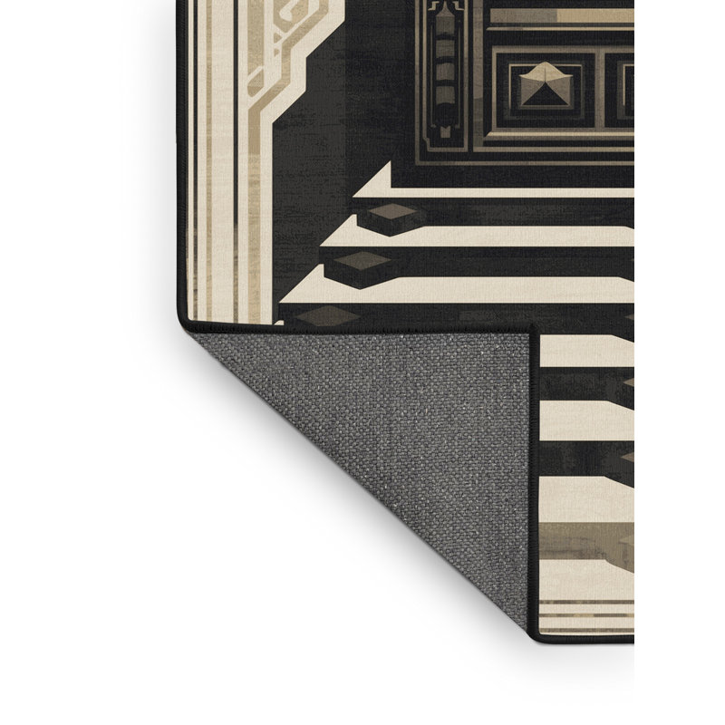 Tapis beige moelleux et moelleux à motif géométrique et ornemental Dylan, 4 x 2