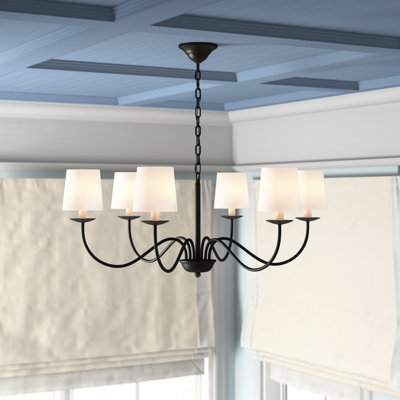 Maglio 6-Light Dimmable Steel Chandelier with Fabric Shade