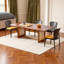 Table basse rectangulaire de style chinois en imitation de vent en rotin et noyer massif pour petit salon
