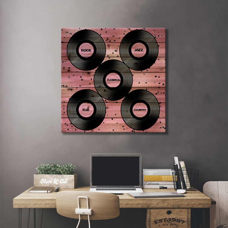 Red Barrel Studio® I Love Music On Wood by Art By Choni Print | Wayfair