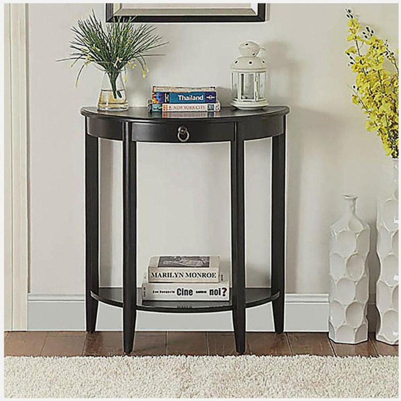 Black Console Table with Bottom Shelf