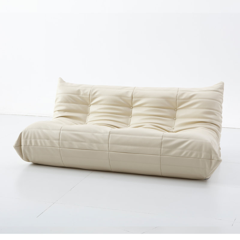 Abbie Lazy Sofa, Similicuir ivoire, H 28,35 po x l 68,9 po x P 39,76 po