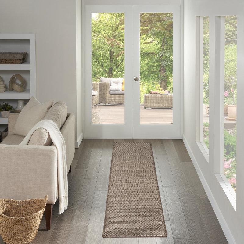 Tulum Solid Indoor/Outdoor Area Rug, Runner 2'2" x 8', Brown