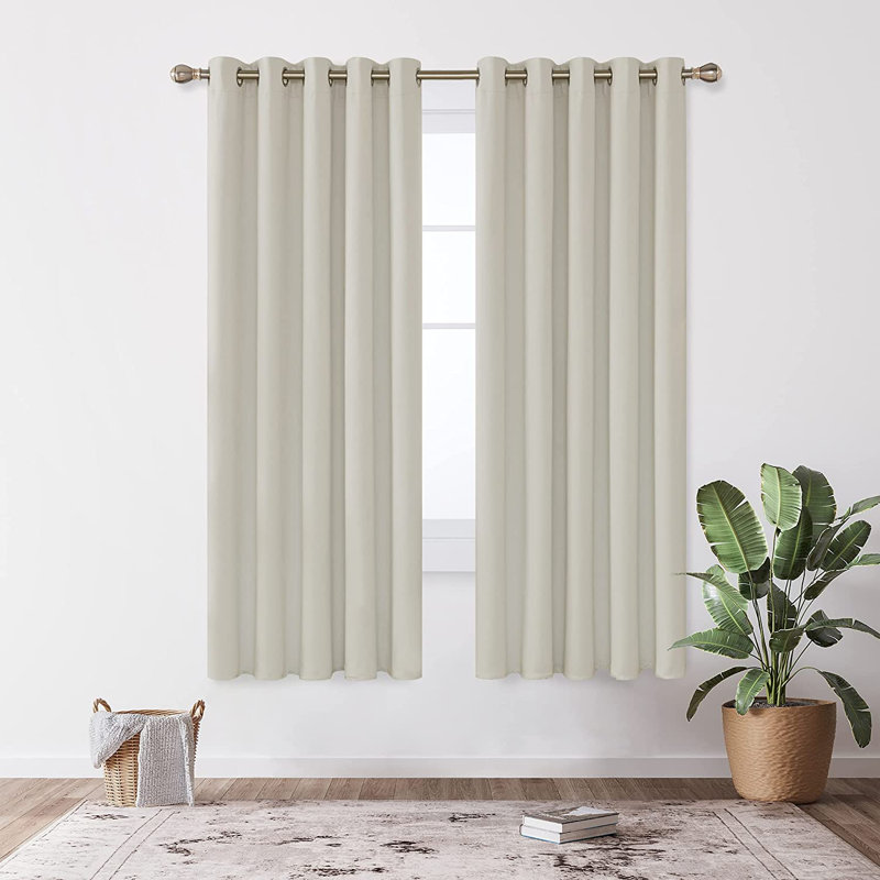 Blackout Door Curtain Pair, 168 W x 229 D cm, Light Beige
