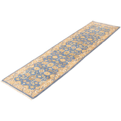 Faisal One-of-a-Kind Runner 2'7" X 9'10" New Age Runner Wool Area Rug in Sky Blue