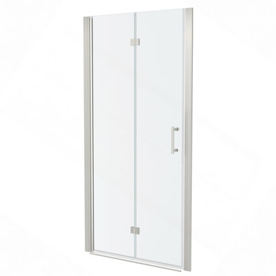 Fold Frameless Shower Door With Tempered Glass, 1/4" (6 Mm)