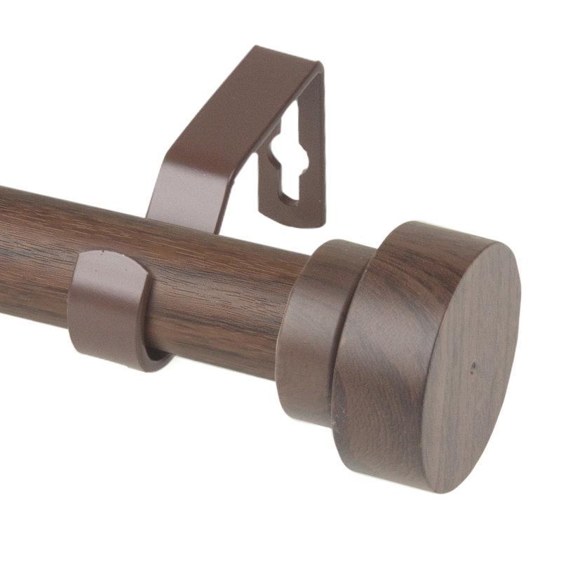 Tringle à rideaux simple en faux bois Abdulah, 66" - 120", Noyer foncé