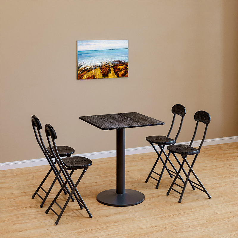 Milini Unfinished Metal Base Dining Table, Black, Black