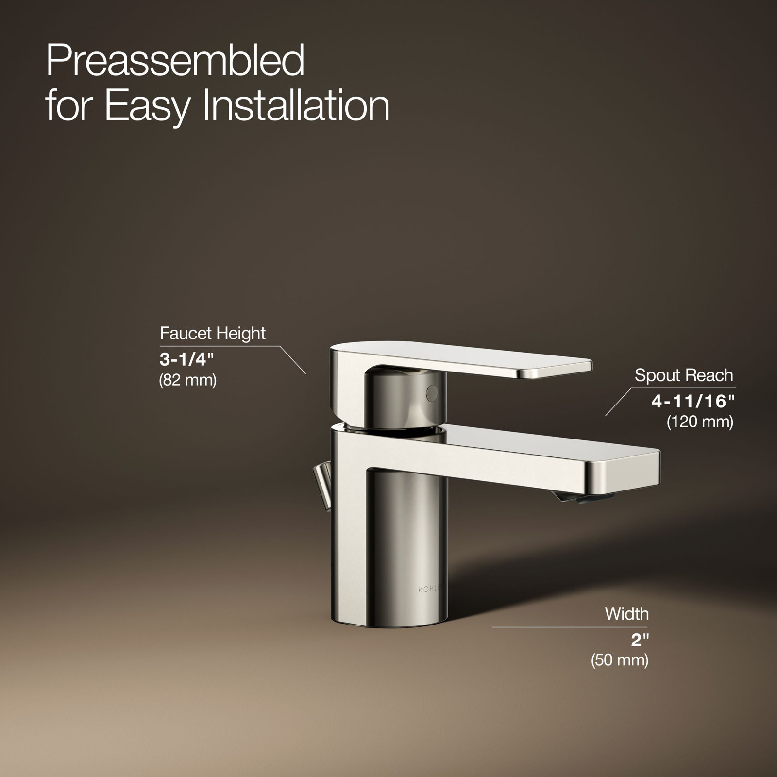 Parallel Single Hole Bathroom Faucet, Polished Nickel