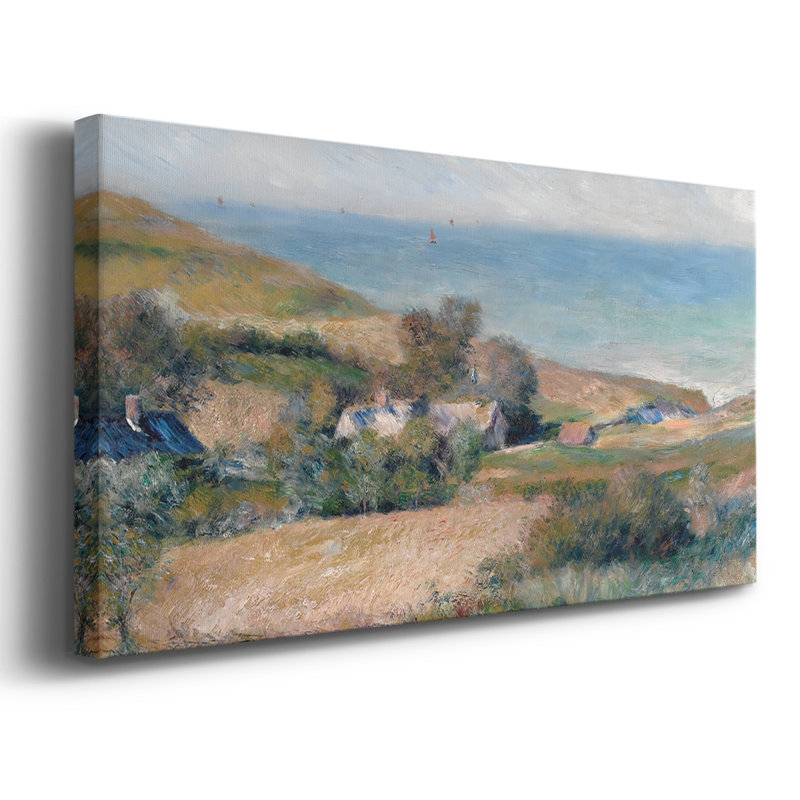 Vue du bord de mer près de Wargemont en normalité - Toile tendue avec châssis, prête à accrocher, H 17 po x l 33 po, Doré