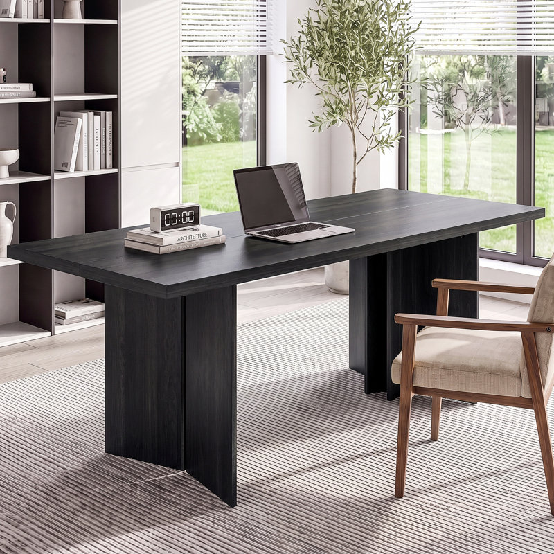 Hussan 50'' W L-Shaped Computer Desk, 71 Wide, Black