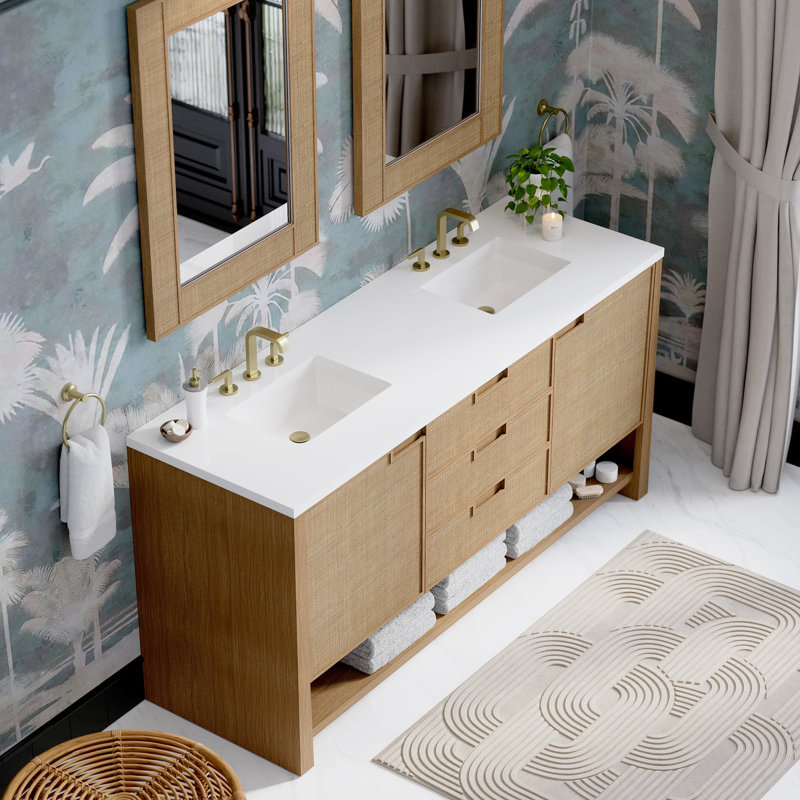Solene 72'' W Double Vanity, White Zeus Quartz, 8" Centers