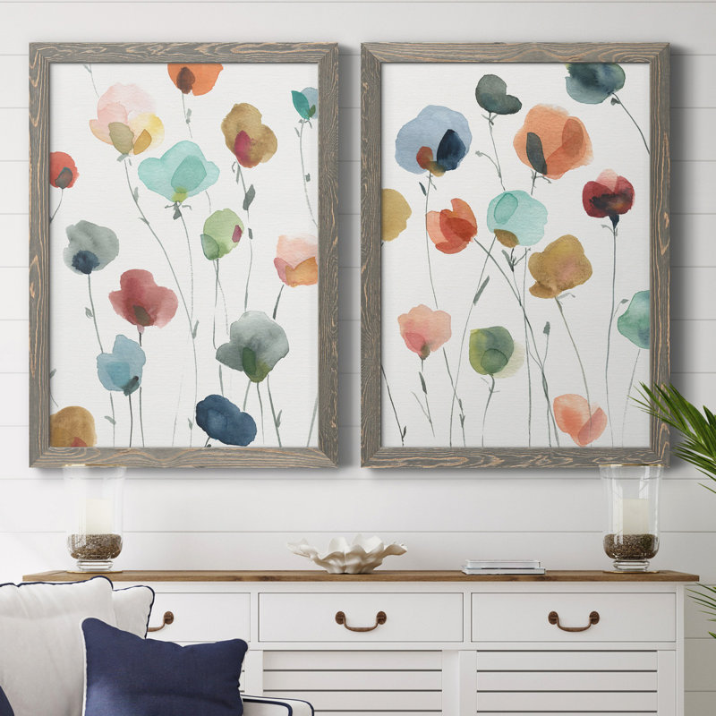 «Lollipop Garden I», ensemble de 2 impressions, Toile encadrée, H 31,5 po x l 47 po x P 1,5 po, Gris