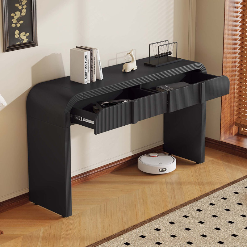 Console d'entrée avec tiroirs cannelés Codel, Noir