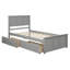 Lit plateforme simple avec 2 tiroirs coulissants - Structure en bois massif, gris-1733776606