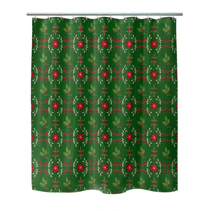 Rideau de douche Botanical Poinsettia, Vert