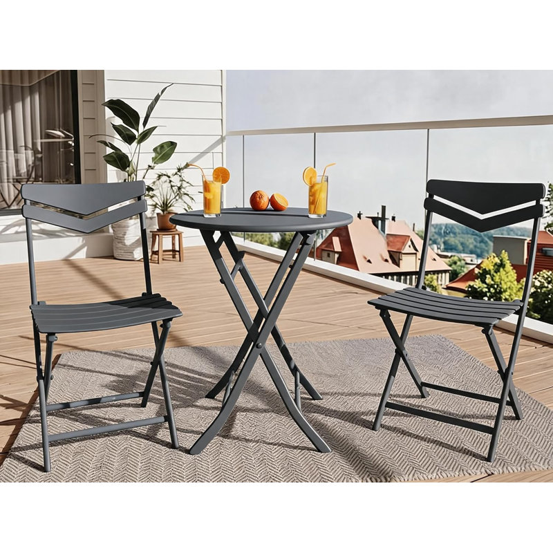 Ensemble bistro 3 pièces pliable, ensemble de table et chaises de patio intérieur et extérieur, ensemble d'économie d'espace dans la cour jaune