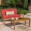 Causeuse de patio et table basse, couleur principale, bois, coussins d'eau, l 49,93 po x P 32,19 po, H 31,25 po