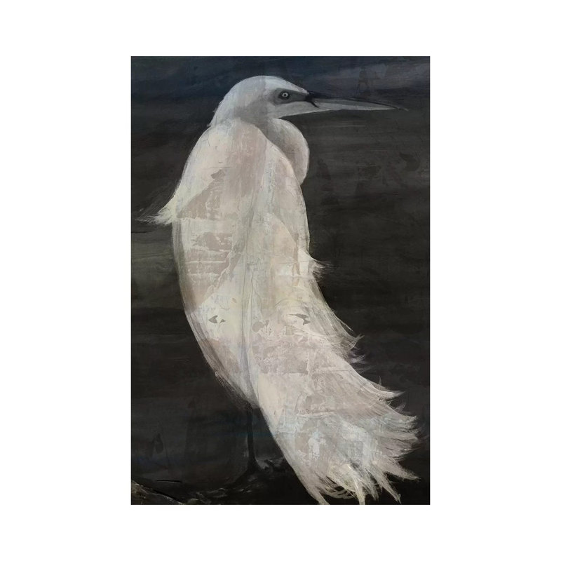 "Aigrette texturée II" par Stellar Design Studio - peinture sur toile tendue, H 18 po x l 12 po x 1,5 po
