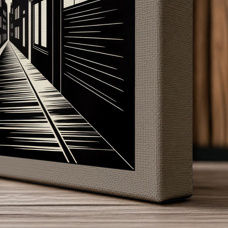 Urban Geometry Industrial - Wrapped Canvas, 18x12 - 45.7 x 30.5 cm, Taupe Border