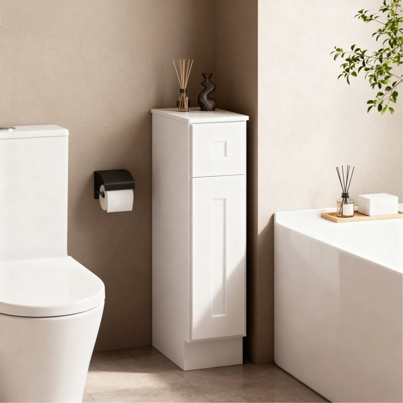 Armoire de base Shaker en bois massif à une porte pour le rangement de la cuisine, de la buanderie et de la salle de bain.